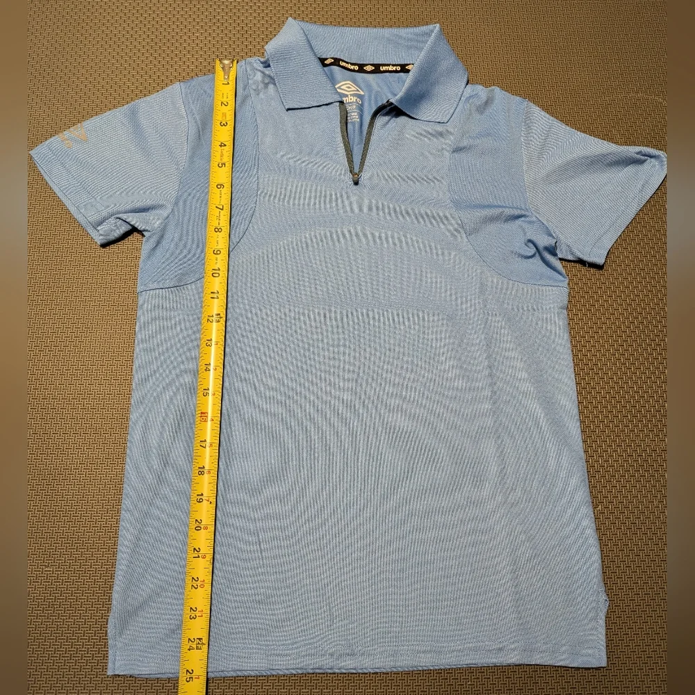 Umbro Sky Blue Polo with Zip Collar - Picture 3 of 6